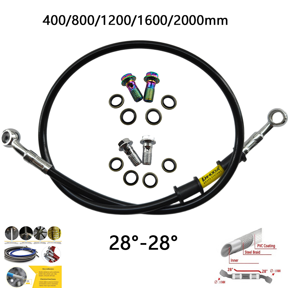 28°-28° Black Braided Stainles - Brake Line Motorcycle recension och pris
