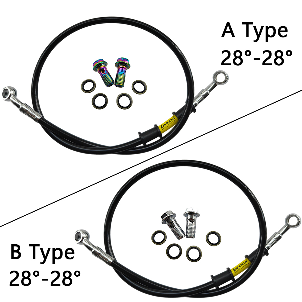 28°-28° Black Braided Stainles - Brake Line Motorcycle recension och pris