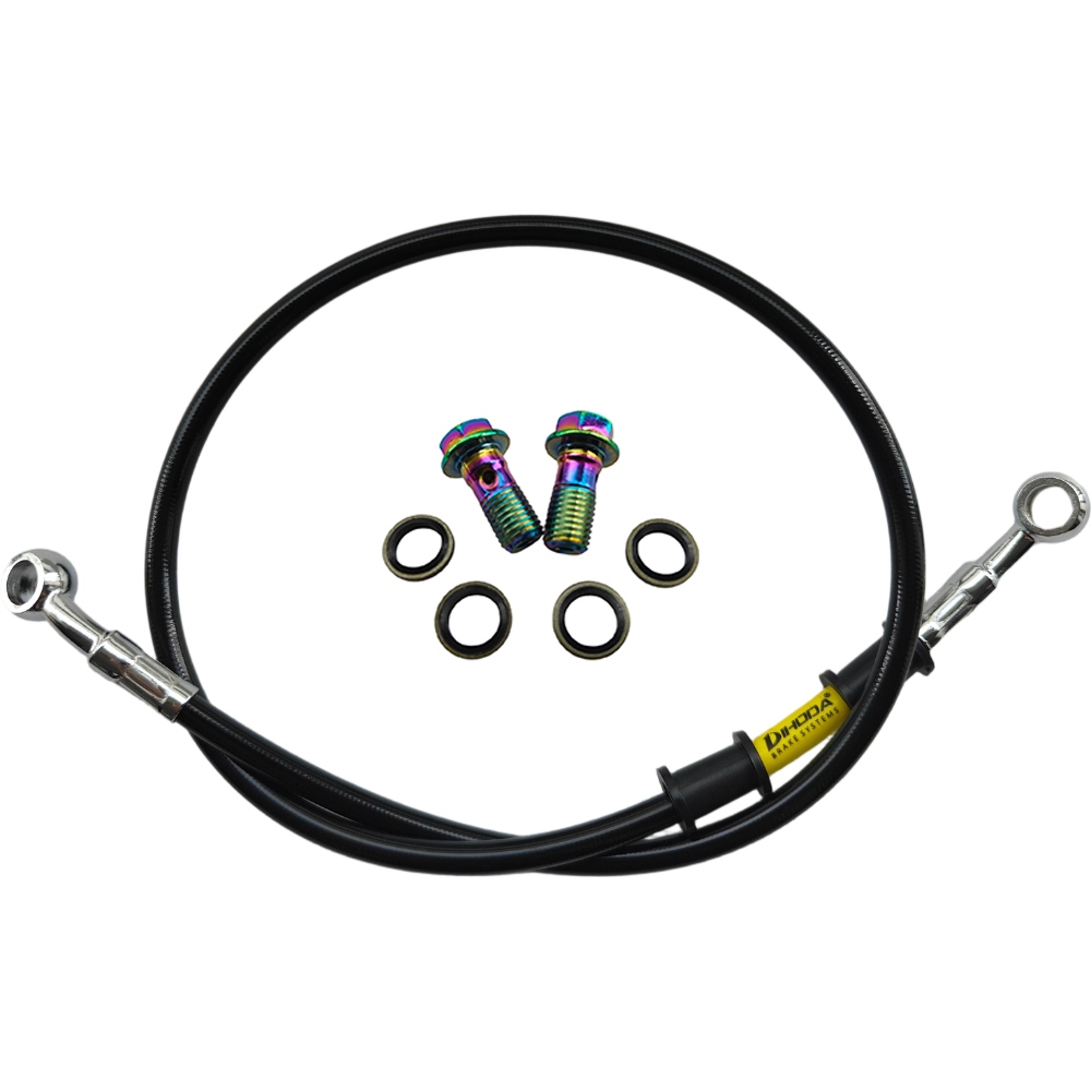 28°-28° Black Braided Stainles - Brake Line Motorcycle recension och pris