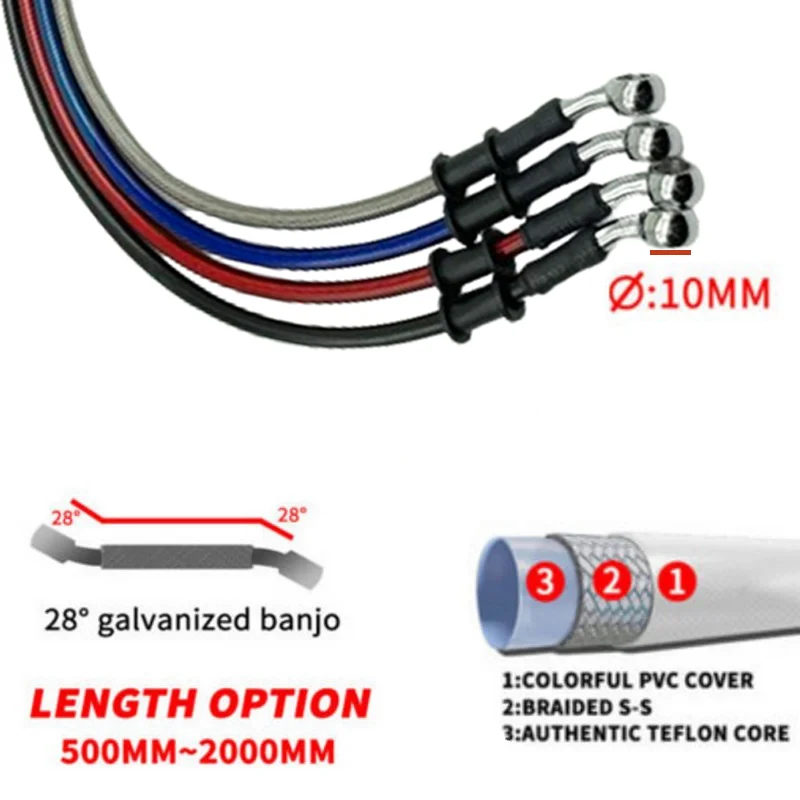 Silver 30cm To 220cm 28° 10mm  - Motorcycle Brake Cable recension och pris