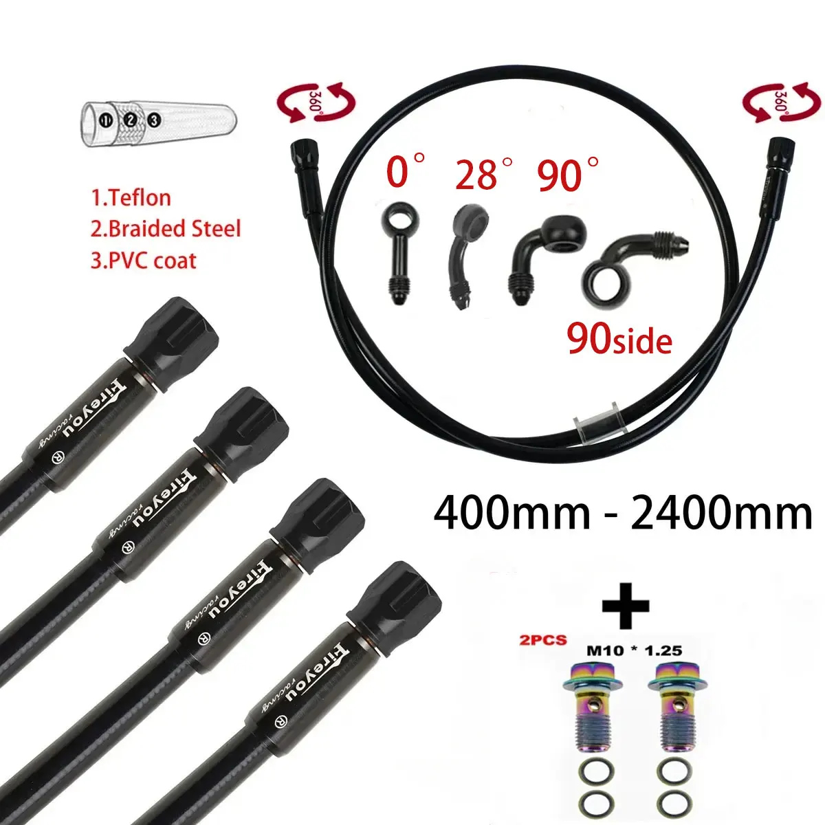AN3 Braided Brake Hose Motorcy - Brake Line Motorcycle recension och pris